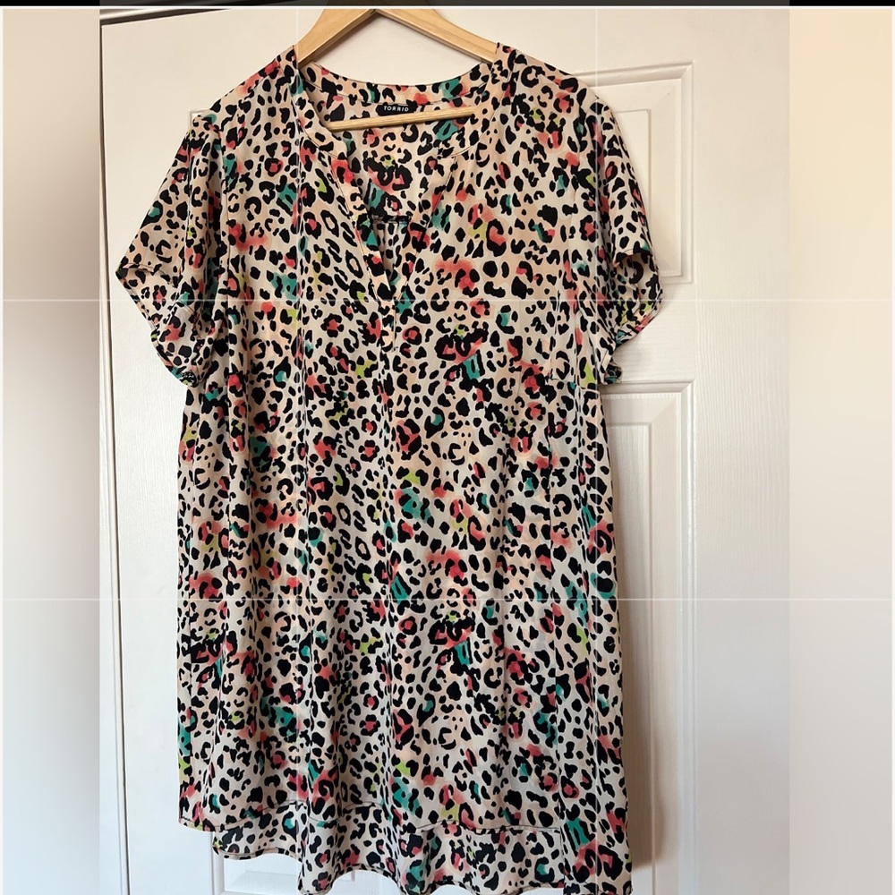 Torrid Multicolored Leopard Print Blouse - image 1
